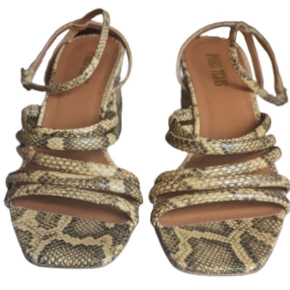 Like new Paris Texas Carla snakeskin-look soft leather block heel ankle strap - Picture 1 of 11